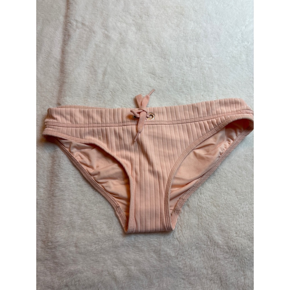 Seafolly Australia Ribbed Bikini Bottoms Peach Pink Low Rise Swim Size 10 NEW